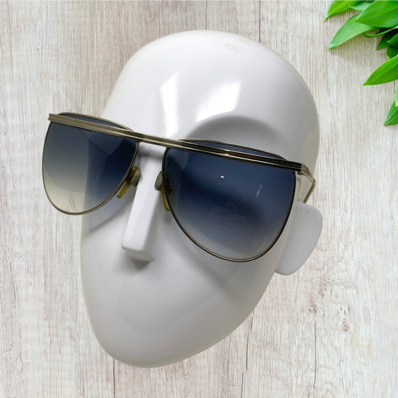 Vintage 1980\'s Laura Biagiotti OXSOL T1473 Matte Silver Browline Sunglasses main image 7